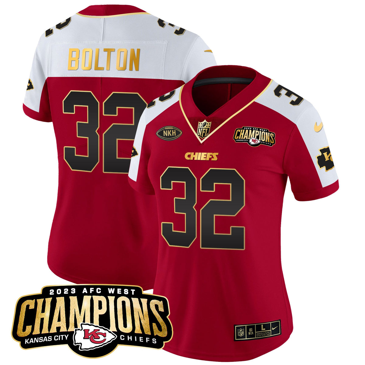 Women's Chiefs 2023 AFC West Champions Patch Vapor Limited Jersey - All Stitched - Red Alternate - Nick Bolton — view 1