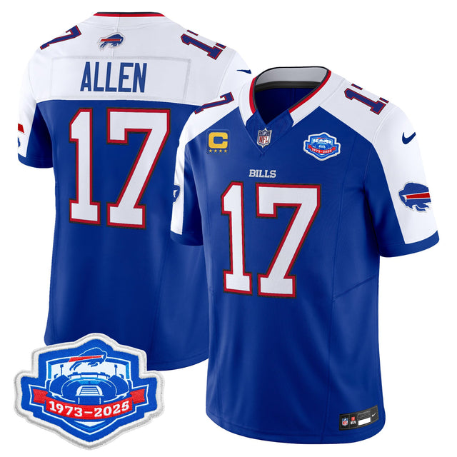 Men's Buffalo Bills 1973 - 2025 Farewell Season Patch Vapor Limited Jersey - All Stitched - Royal Alternate - Josh Allen — view 1
