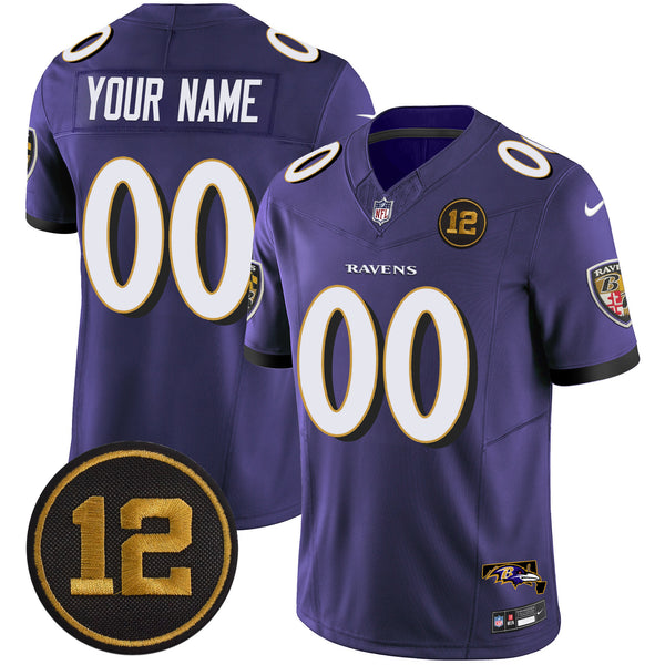 Ravens Jacoby Jones Patch Vapor Limited Custom Jersey - All Stitched - Purple — view 1