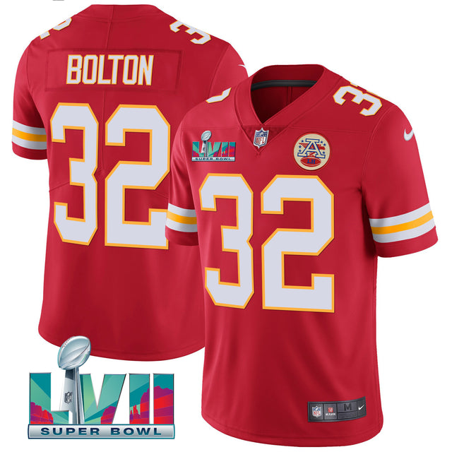 Youth's Chiefs Super Bowl LVII Vapor Player Jersey - All Stitched - Red - Nick Bolton — view 1