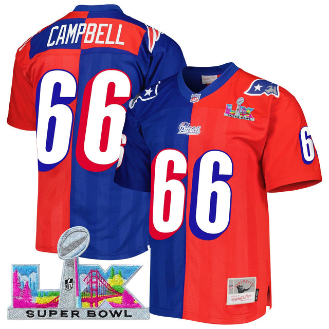 Men's New England Patriots Super Bowl LX Throwback Jersey - All Stitched - Split - Will Campbell — view 1