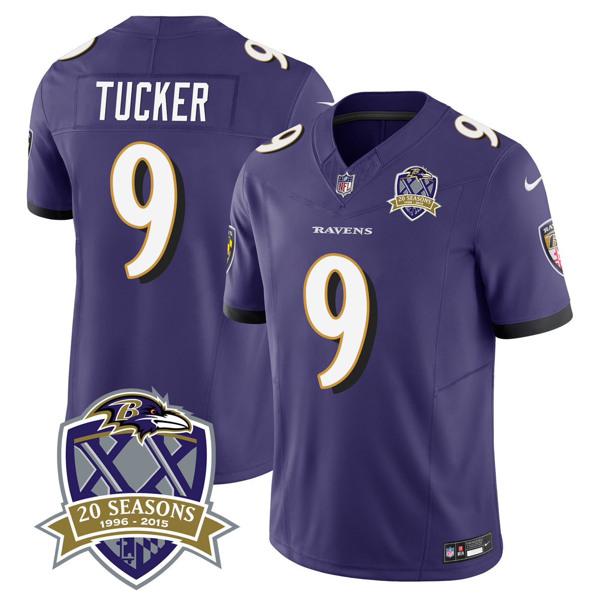 Men's Ravens 20th Season Patch Vapor Limited Jersey - All Stitched - Purple - Justin Tucker — view 1