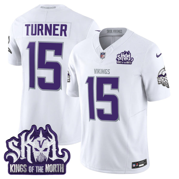 Men's Minnesota Vikings Kings Of The North Patch Vapor Limited Jersey - All Stitched - Winter Warrior - Dallas Turner — view 1