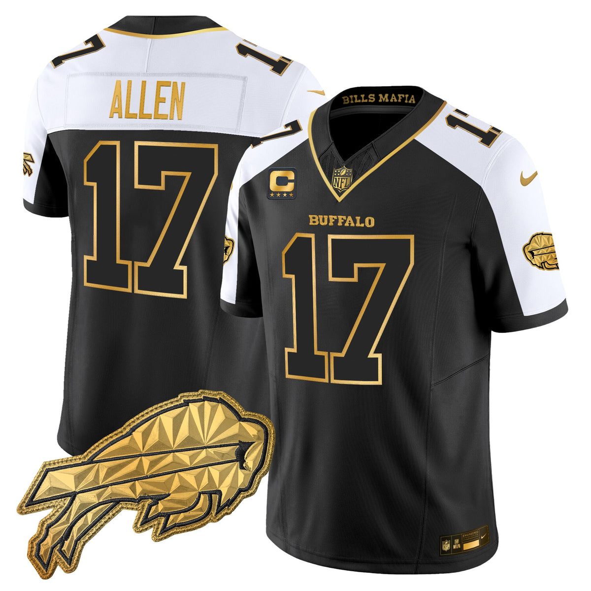 Men's Buffalo Bills 2025 Rivalries Gold Vapor Limited Jersey - All Stitched - Alternate - Josh Allen — view 1