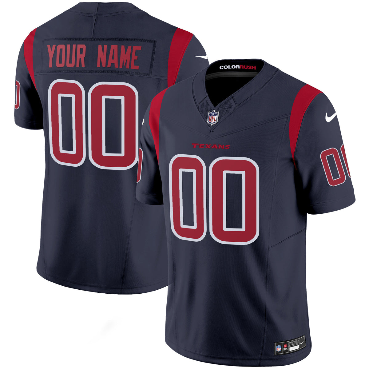 Houston Texans Color Rush Legend Vapor Custom Jersey - All Stitched - Navy — view 1