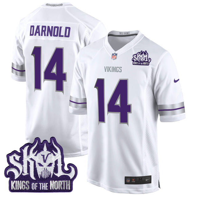 Men's Minnesota Vikings 2024 Winter Warrior Skol Patch Game Jersey - All Stitched - White - Sam Darnold — view 1