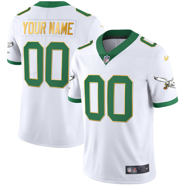Eagles Kelly Green Gold Custom Jersey - All Stitched - White Gold Trim — view 1