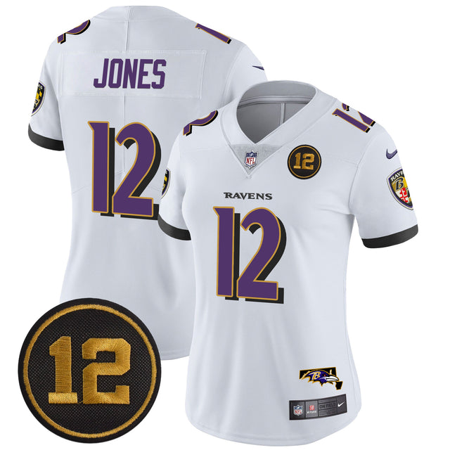 Women's Ravens Jacoby Jones Patch Vapor Limited Jersey - All Stitched - White - Jacoby Jones — view 1