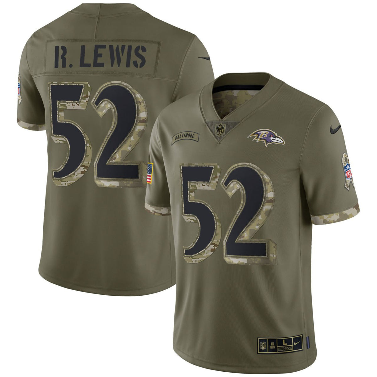 Ray Lewis Baltimore Ravens Salute To Service Jersey - All Stitched - Salute To Service — view 1