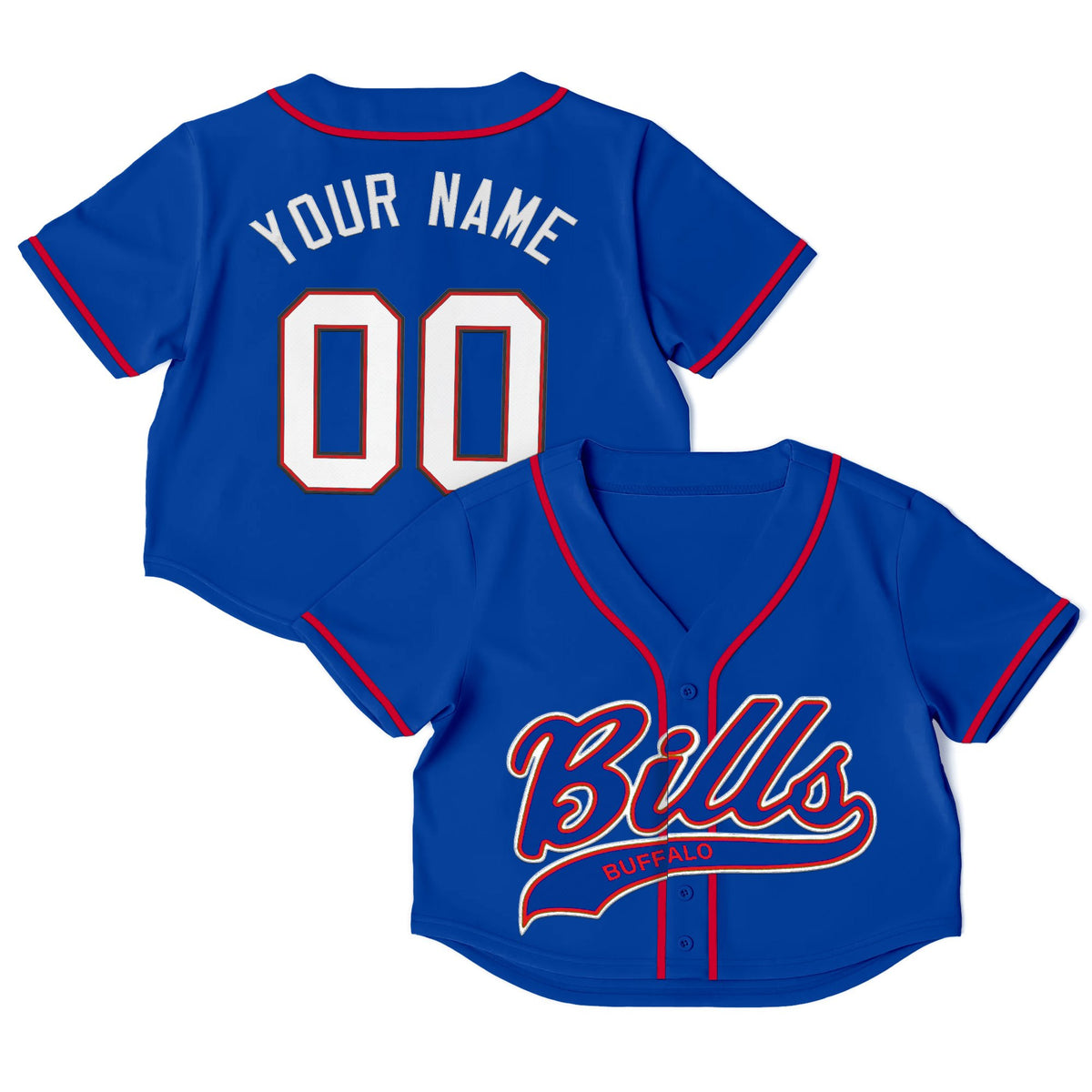 Buffalo Bills Crop Top Baseball Custom Jersey - All Stitched - Custom — view 1