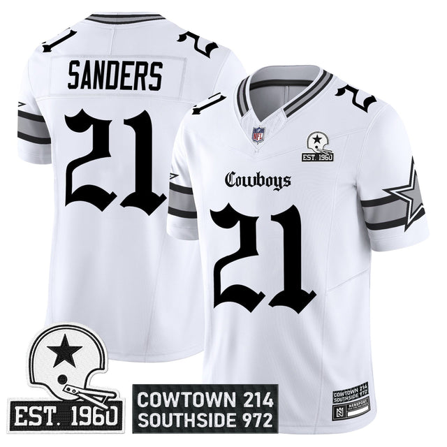 Men's Dallas Cowboys 'Gothic Lone Star Edition' Vapor Limited Jersey - All Stitched - White - Deion Sanders — view 1