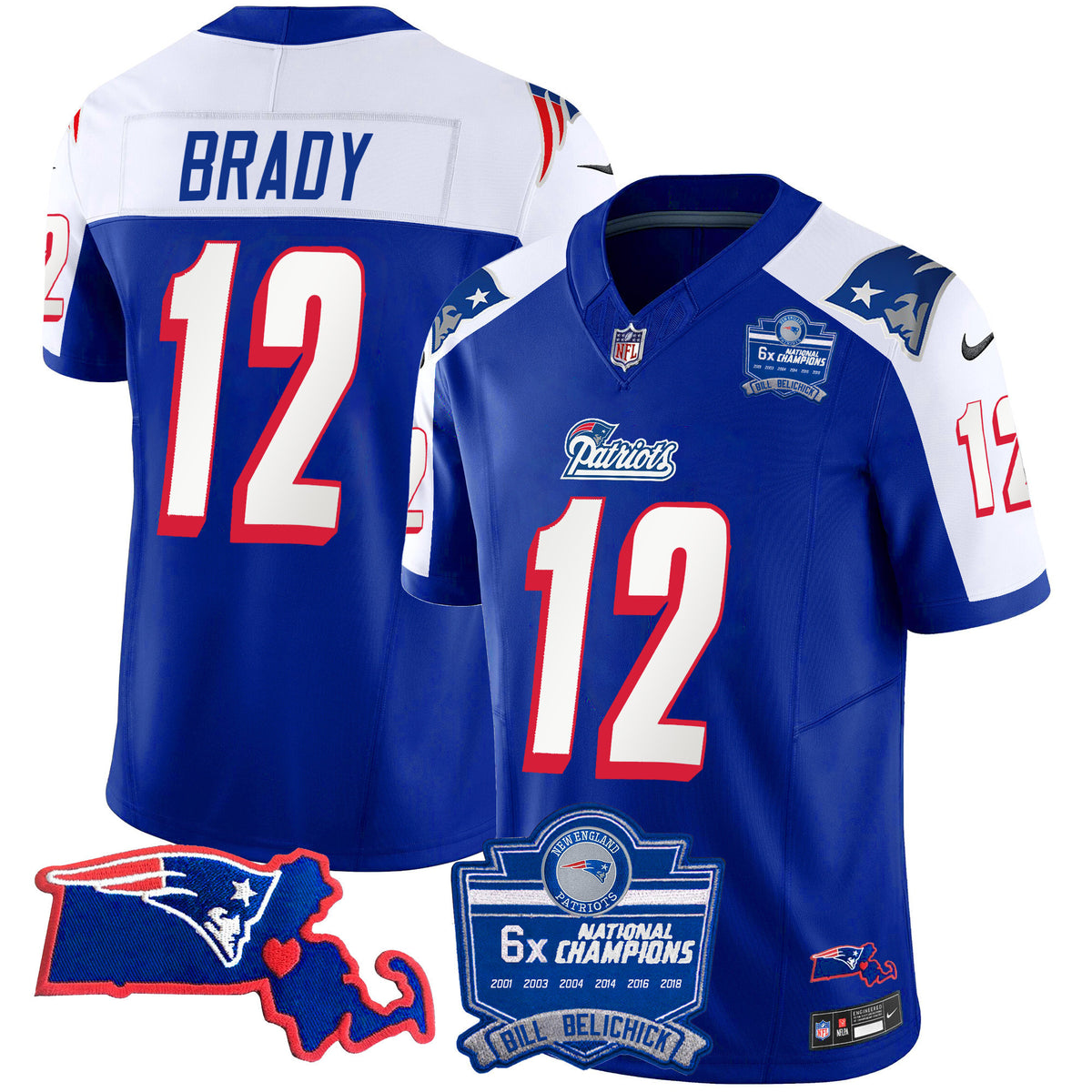Women's Patriots Bill Belichick 6x Champions Patch Vapor Jersey - All Stitched - 1996 Alternate - Tom Brady — view 1