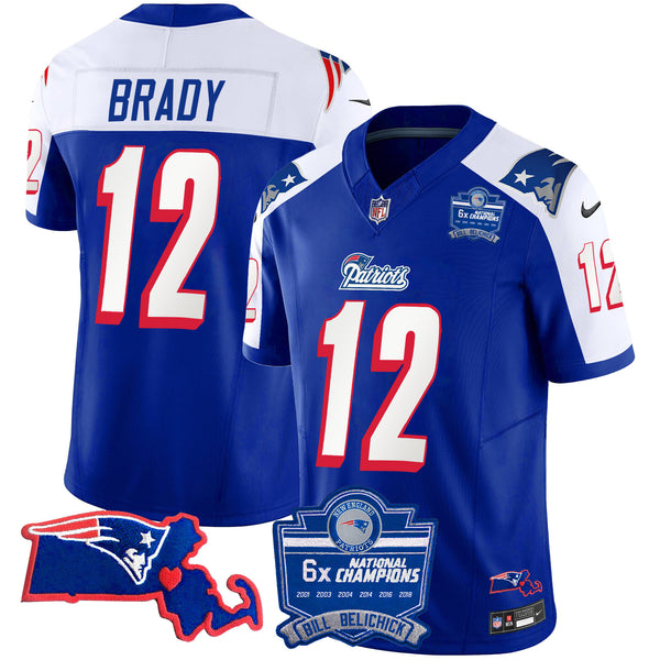 Women's Patriots Bill Belichick 6x Champions Patch Vapor Jersey - All Stitched - 1996 Alternate - Tom Brady — view 1
