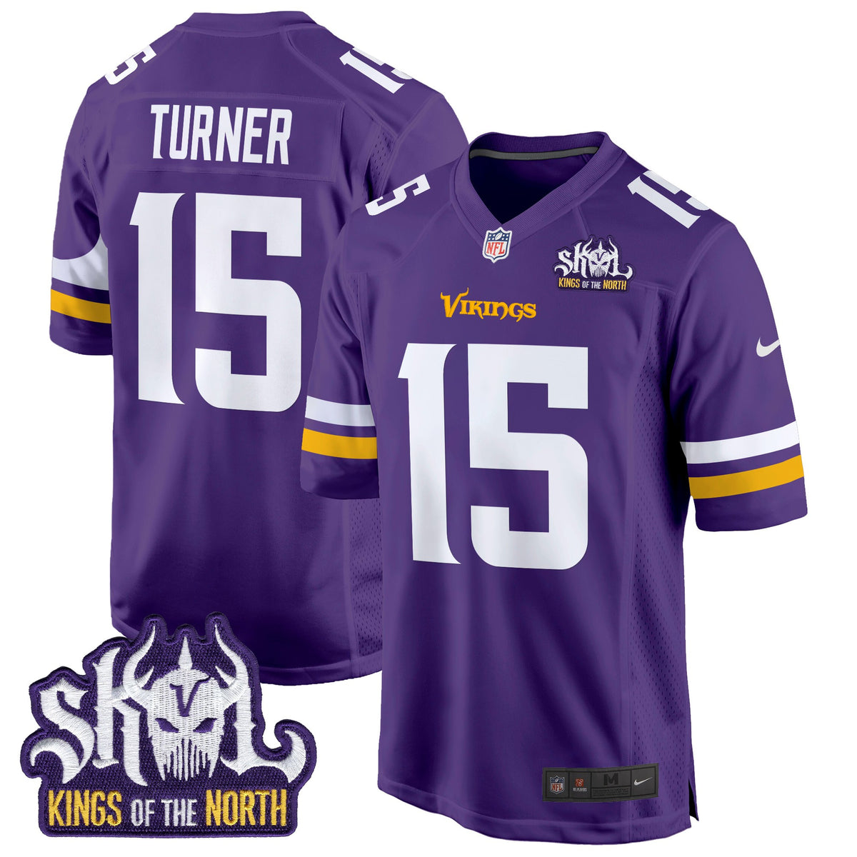 Men's Minnesota Vikings King Of The North Patch Game Jersey - All Stitched - Purple - Dallas Turner — view 1