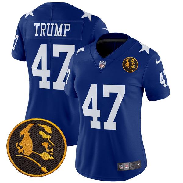 Women's Cowboys Texas & John Madden Patch Vapor Limited Jersey V2 - All Stitched - Royal - Donald Trump — view 1