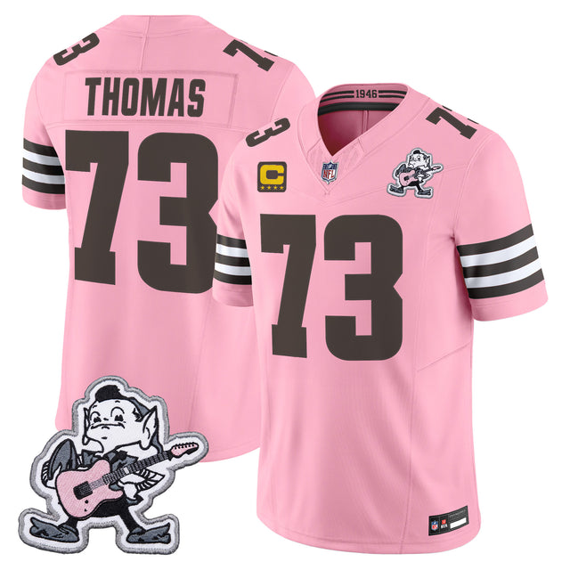 Men's Cleveland Browns MGK Patch Vapor Limited Jersey - All Stitched - Pink - Joe Thomas — view 1