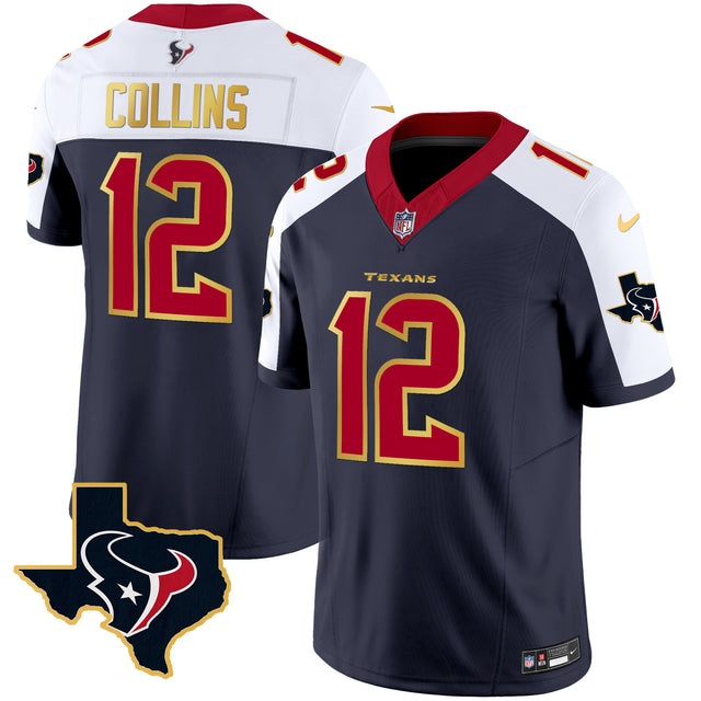 Men's Houston Texans Gold Trim Vapor Jersey - All Stitched - Alternate - Nico Collins — view 1