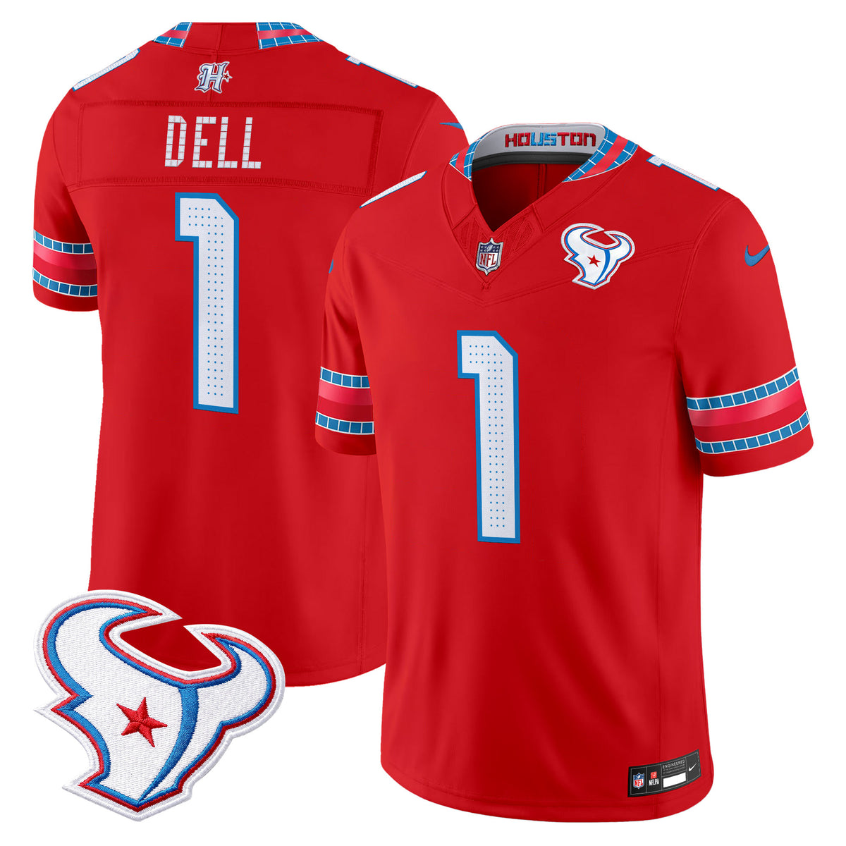 Men's Houston Texans 2026 Rivalries Vapor Limited Jersey - All Stitched - Red - Tank Dell — view 1