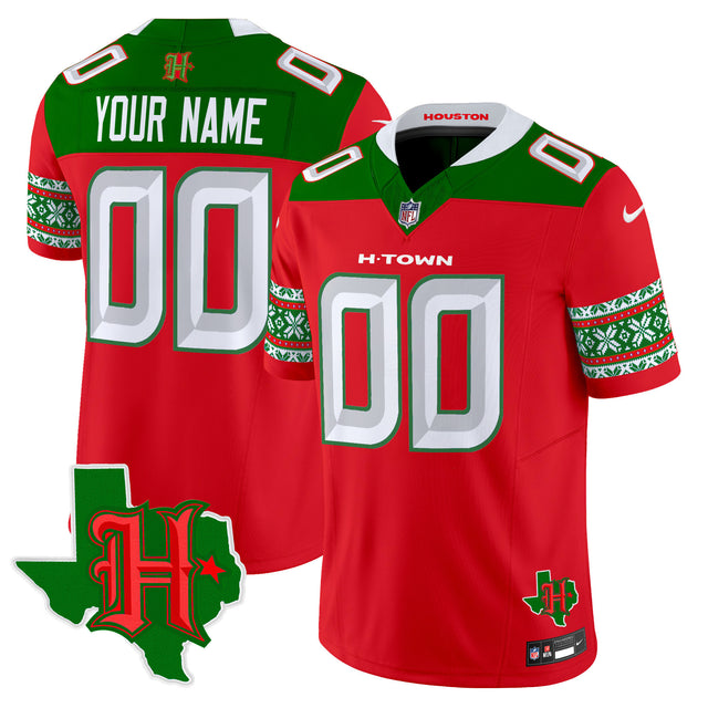 Houston Texans 2024 Christmas Vapor Limited Jersey - All Stitched - Red — view 1