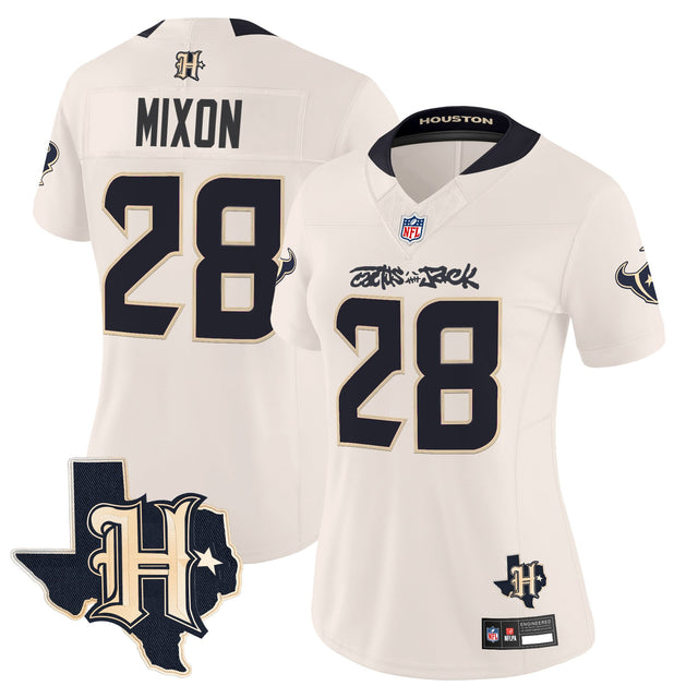 Women's Houston Texans x Cactus Jack Vapor Limited Jersey - All Stitched - Cream - Joe Mixon — view 1