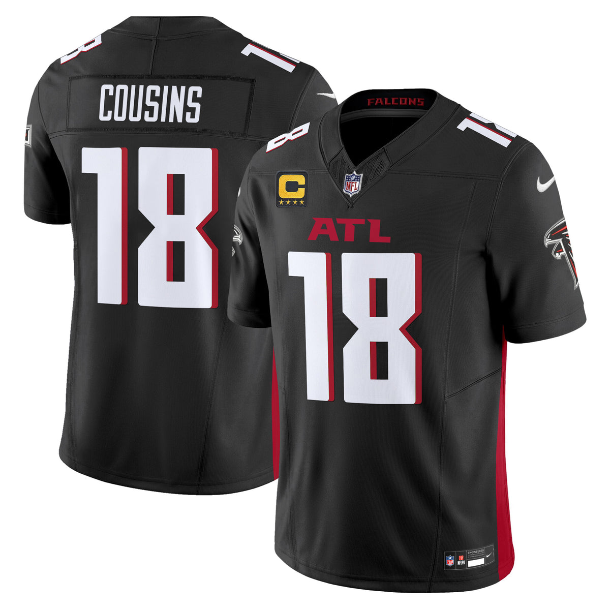 Men's Atlanta Falcons 2024 Vapor Limited Jersey - All Stitched - Black - Kirk Cousins — view 1