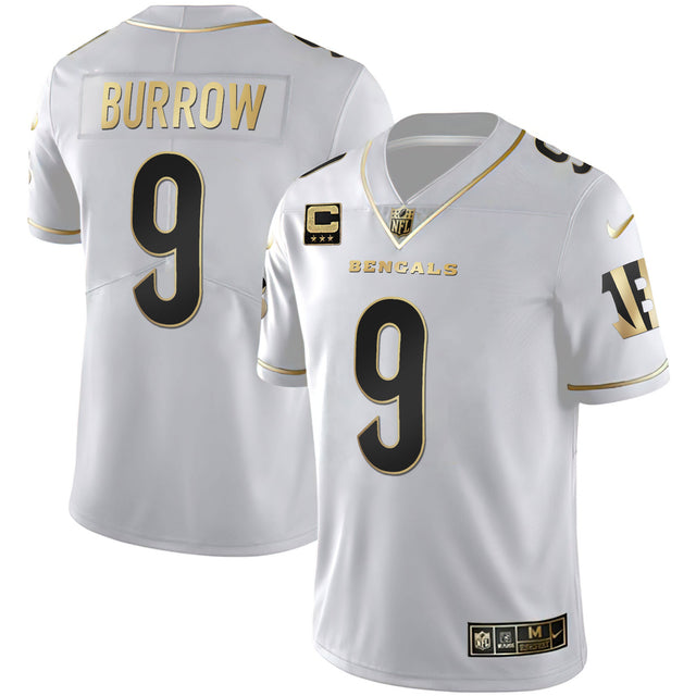 Women's Cincinnati Bengals White Gold & Black Gold Jersey - All Stitched - White Gold - Joe Burrow — view 1