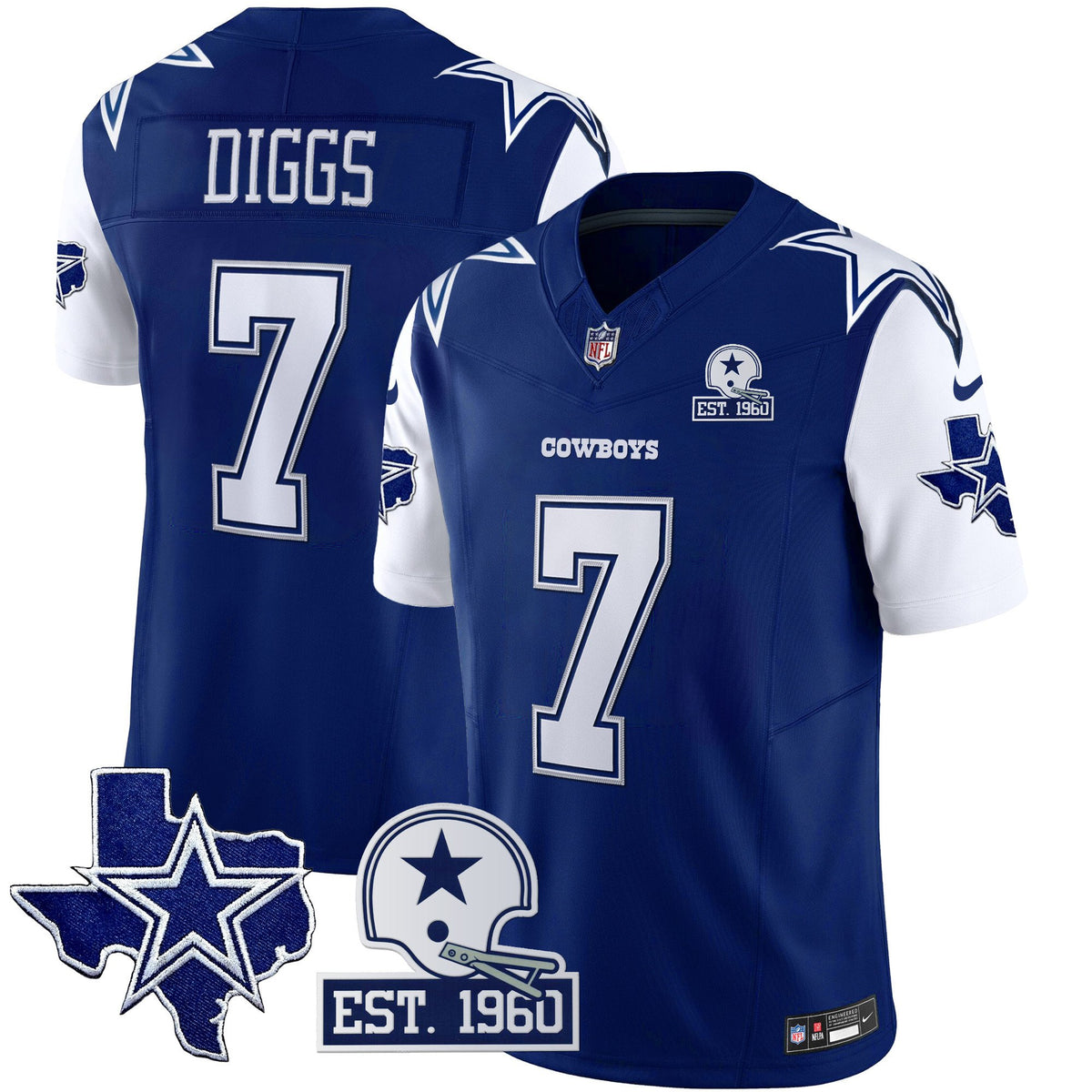Men's Cowboys Throwback Texas Patch Vapor Limited Jersey - All Stitched - Royal - Trevon Diggs — view 1