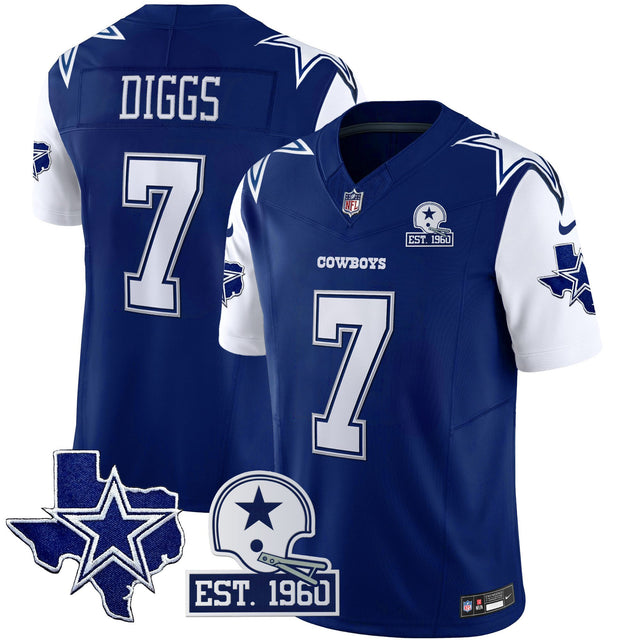Men's Cowboys Throwback Texas Patch Vapor Limited Jersey - All Stitched - Royal - Trevon Diggs — view 1