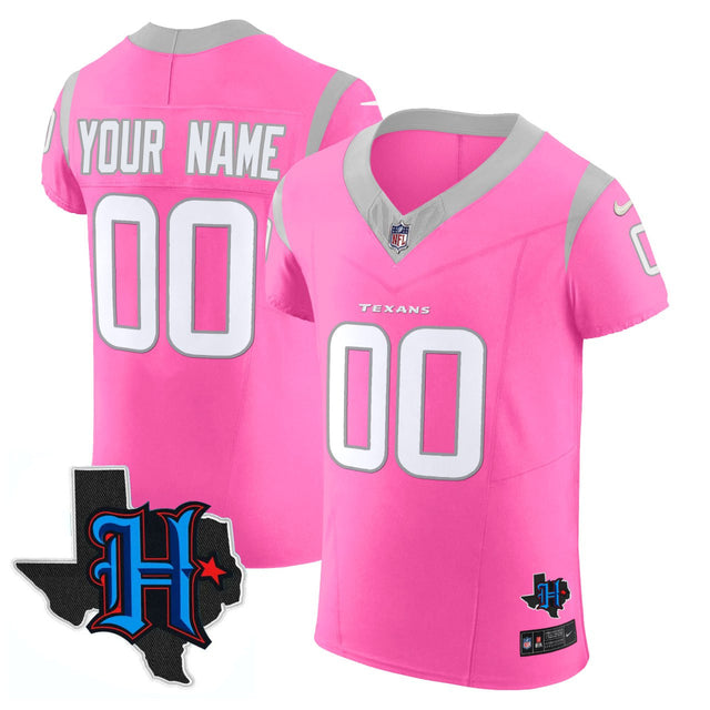 Houston Texans Pink Custom Jersey - All Stitched - Pink — view 1