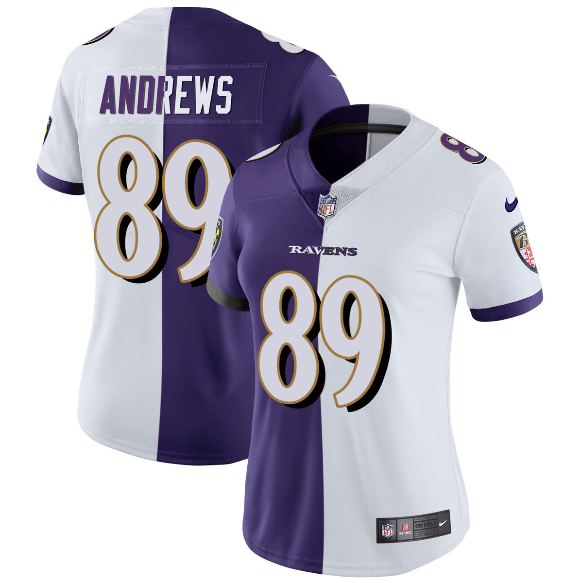 Women's Ravens Gold Vapor Jersey - All Stitched - Split - Mark Andrews — view 1