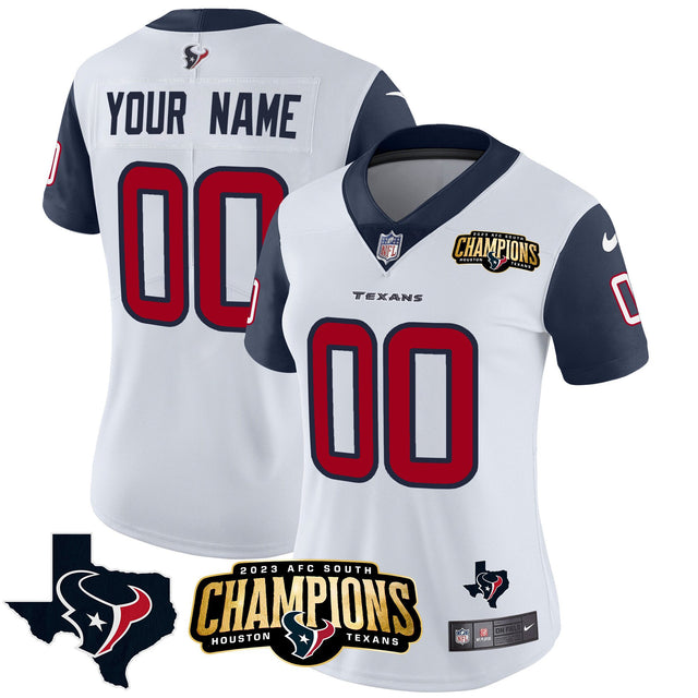 Houston Texans 2023 AFC South Champions Patch Vapor Custom Jersey - All Stitched - Navy Sleeves — view 1
