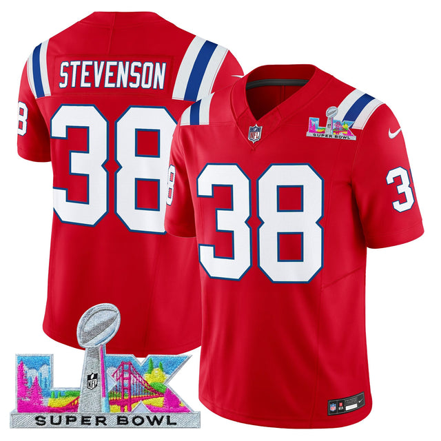 Men's New England Patriots Super Bowl LX Vapor Limited Jersey - All Stitched - Red - Rhamondre Stevenson — view 1