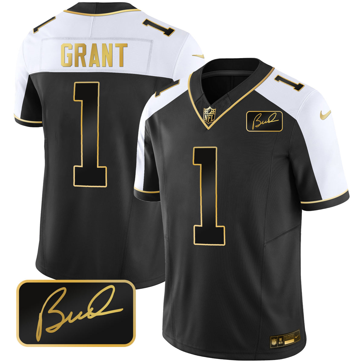 Men's Vikings Bud Grant Patch Gold Limited Jersey - All Stitched - Alternate - Bud Grant — view 1