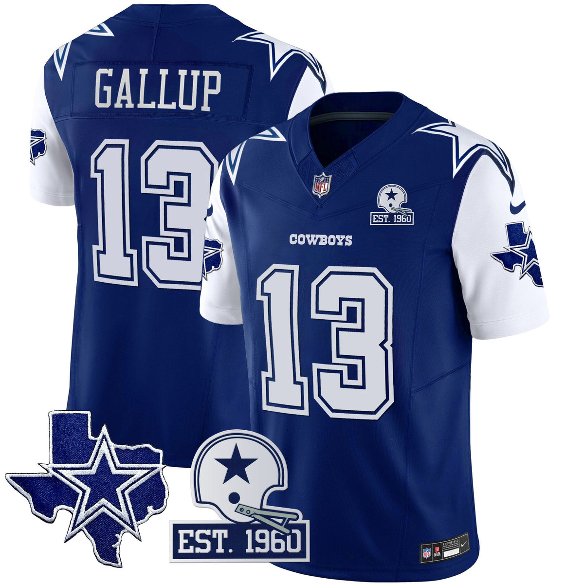 Men's Cowboys Throwback Texas Patch Vapor Limited Jersey - All Stitched - Royal - Michael Gallup — view 1