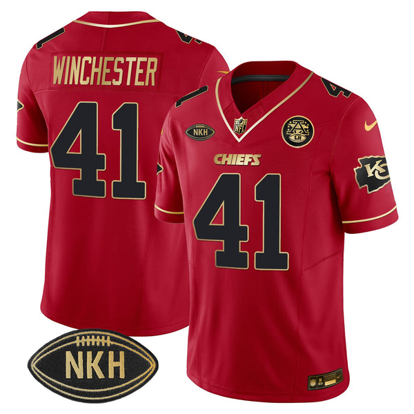 Chiefs James Winchester NKH Patch 2023 Vapor Jersey - All Stitched - Red Special — view 1