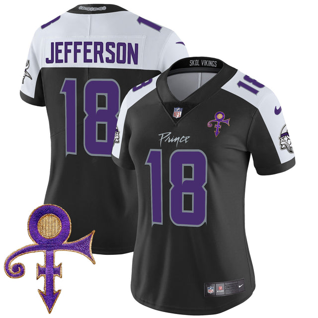 Women's Minnesota Vikings 2024 Prince Vapor Limited Jersey - All Stitched - Black Alternate - Justin Jefferson — view 1