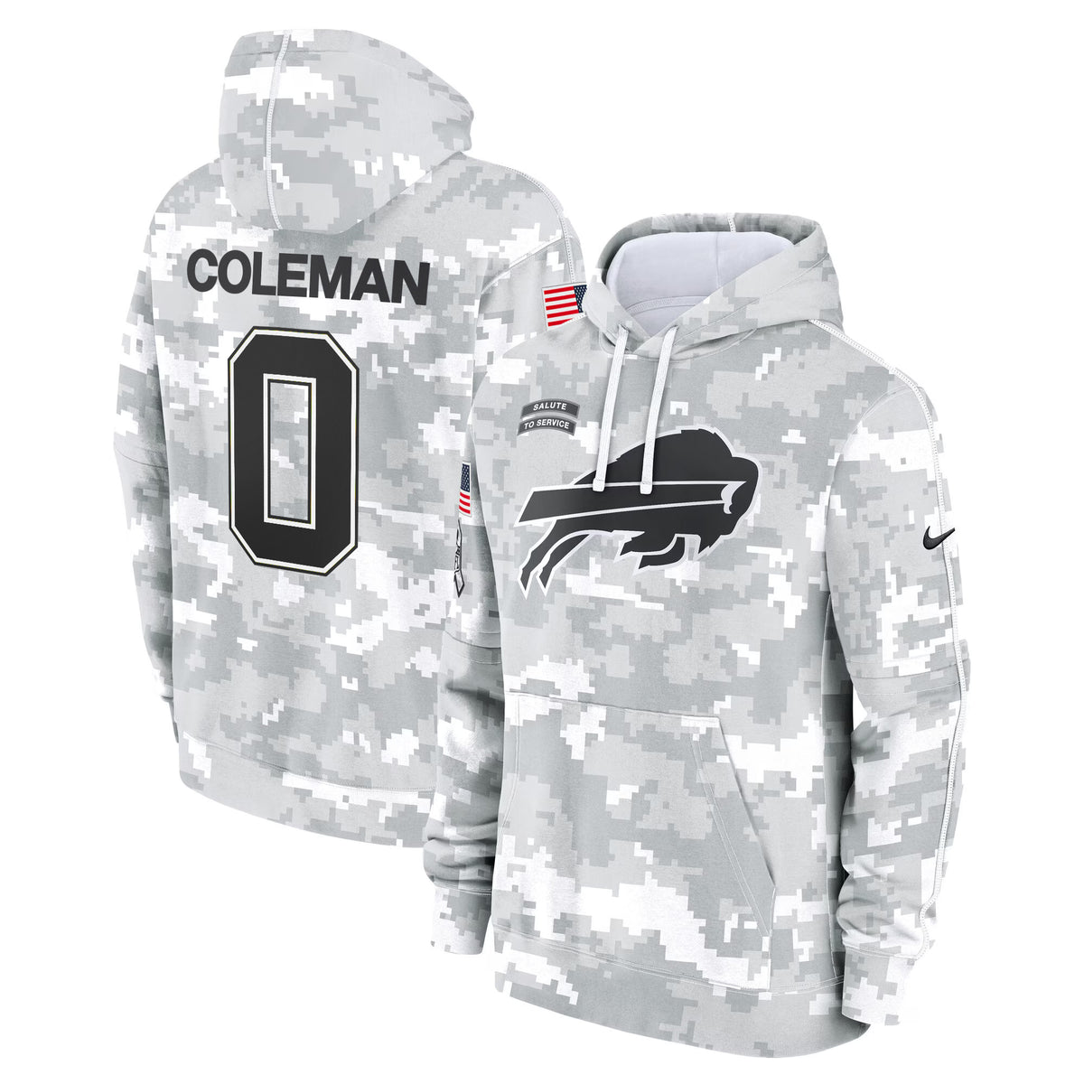 Buffalo Bills 2024 Salute to Service Fleece Pullover Hoodie - All stitched - Keon Coleman — view 1