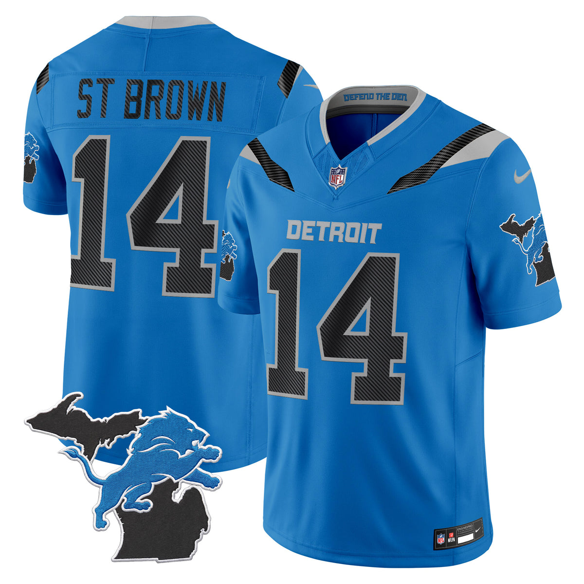 Men's Detroit Lions 2026 Rivalries Vapor Limited Jersey - Michigan Patch - All Stitched - Blue - St. Brown — view 1
