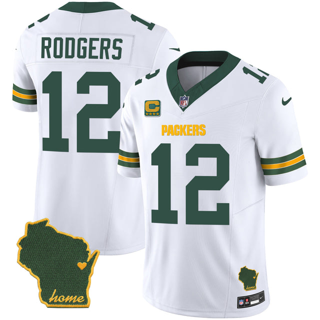 Men's Packers Home Patch Vapor Jersey V2 - All Stitched - White - Aaron Rodgers — view 1