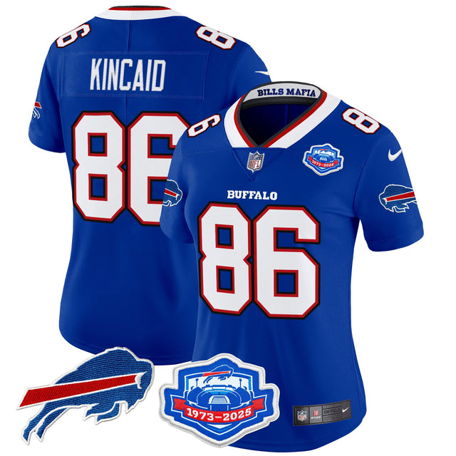 Women's Buffalo Bills 2025 Rivalries Vapor Limited Jersey - Farewell Season Patch - All Stitched - Royal - Dalton Kincaid — view 1