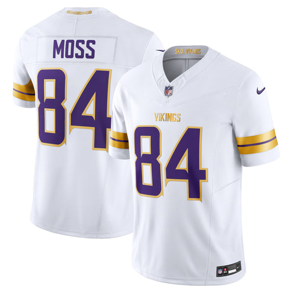 Men's Minnesota Vikings 2024 Winter Warrior Vapor Limited Jersey V2 - All Stitched - White Gold - Randy Moss — view 1