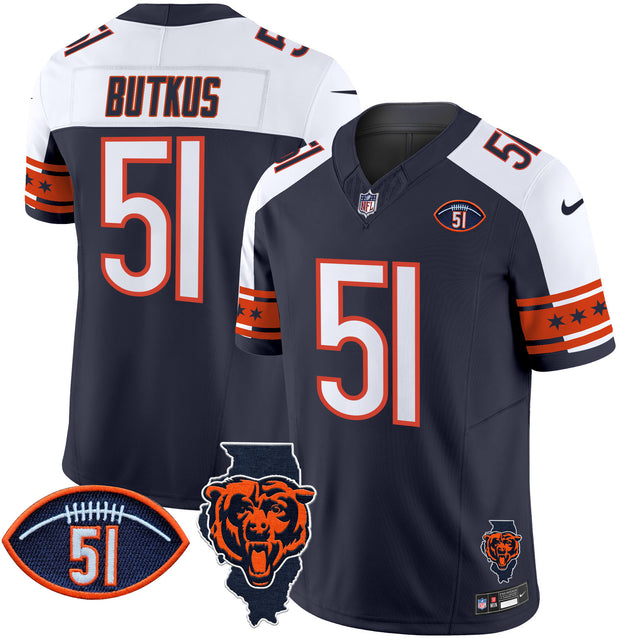 Men's Bears Illinois & Dick Butkus Patch Vapor Limited Jersey - All Stitched - Alternate - Dick Butkus — view 1