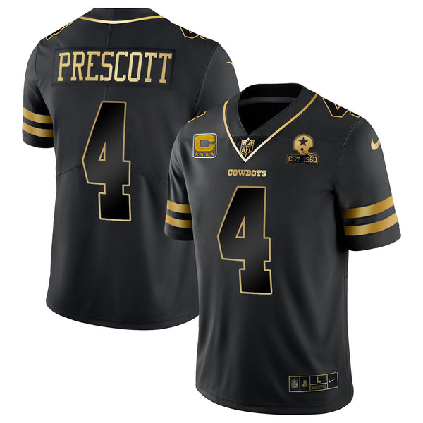 Men's Cowboys Vapor Gold Jersey - All Stitched - Black Gold - Dak Prescott — view 1