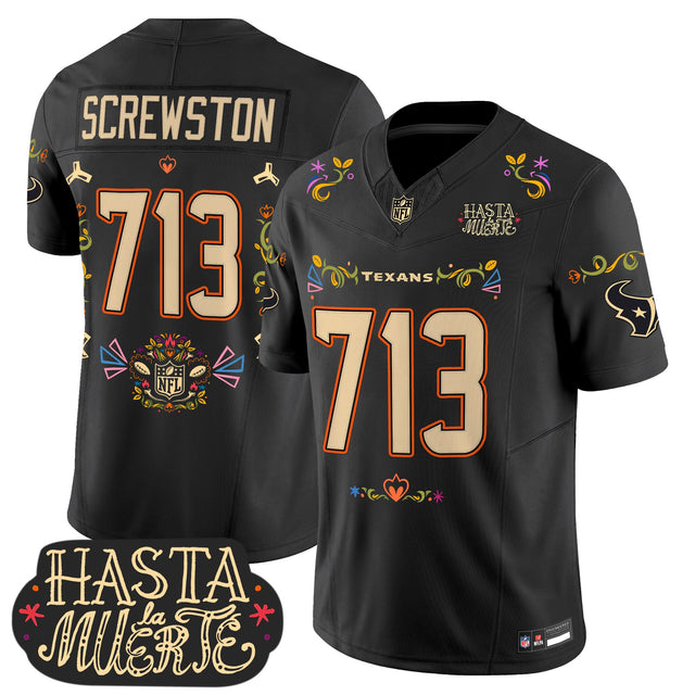 Houston Texans Mexico 'Hasta la Muerte Edition' Vapor Limited Jersey - All Printed - Screwston 713 — view 1