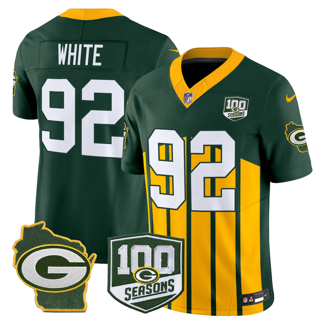 Men's Packers 100th Season & Home Patch Vapor Limited Jersey - All Stitched - Green Special - Reggie White — view 1