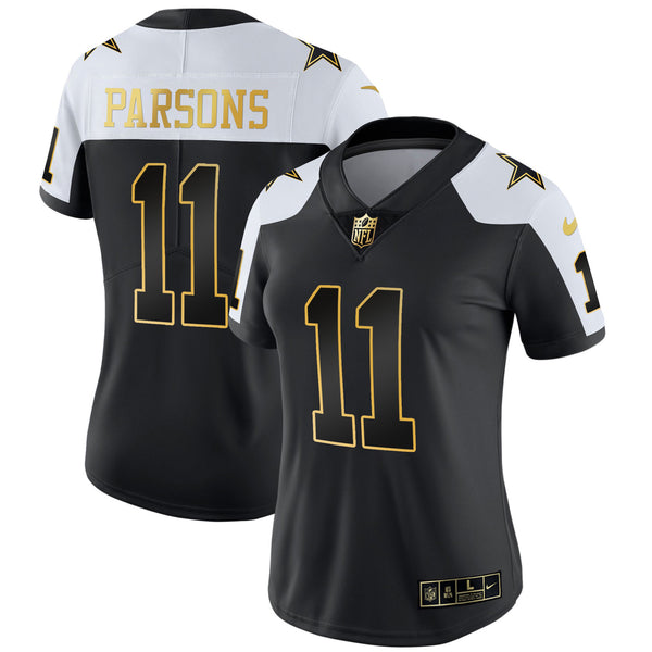 Women's Cowboys Throwback Limited Vapor Jersey - All Stitched - 2004 Black Gold - Micah Parsons — view 1