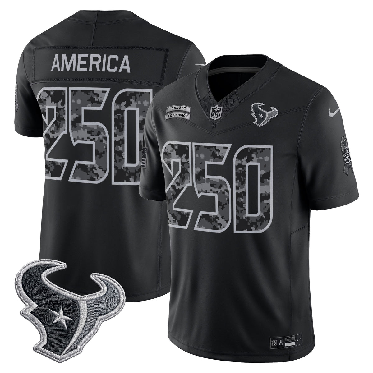 Houston Texans 2026 Salute to Service Vapor Limited Jersey - All Stitched - #250 America — view 1