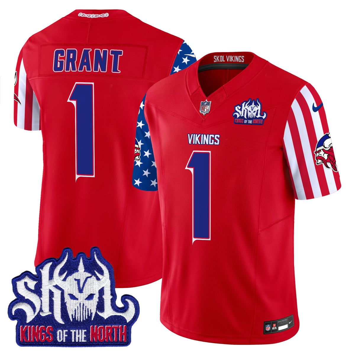Men's Minnesota Vikings American Style Vapor Limited Jersey - All Stitched - Red - Bud Grant — view 1