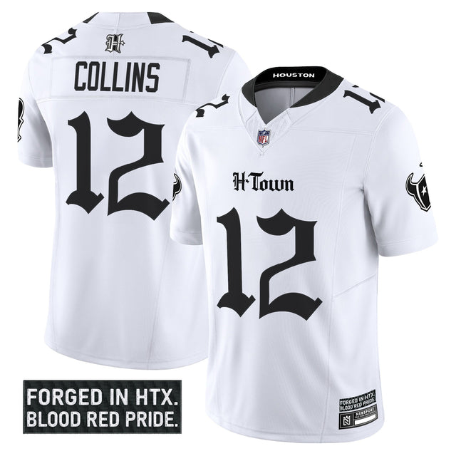 Men's Houston Texans 'Gothic Lone Star Shadows Edition' Vapor Limited Jersey - All Stitched - White - Nico Collins ~0132132 — view 1
