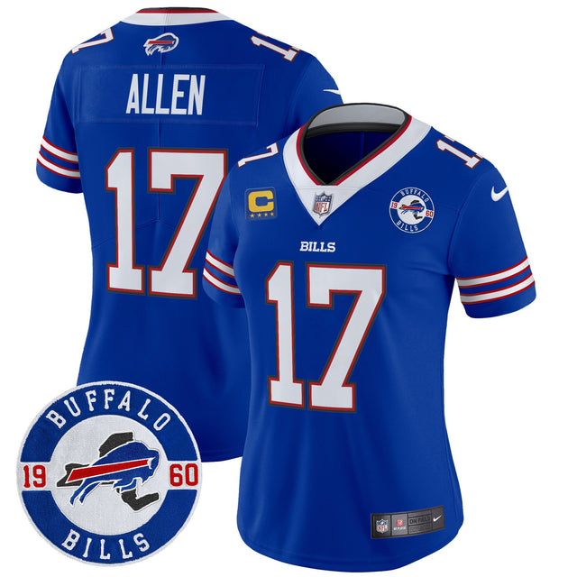 Women's Buffalo Bills 2024 Vapor Limited Jersey - Est. 1960 Patch - All Stitched - Royal - Josh Allen — view 1